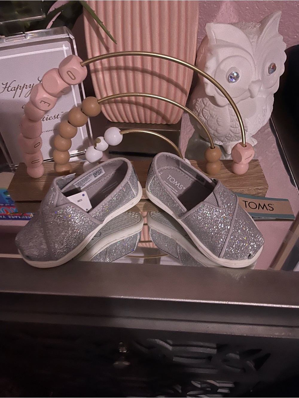 Toms Kids Glitter Slip-On Sneakers in Silver - Picture 3 of 3